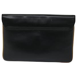 Céline-CELINE Clutch Bag Leather Black Auth 67581-Black