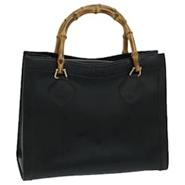 Gucci-GUCCI Bamboo Hand Bag Leather Black 002 123 0260 Auth bs12400-Black