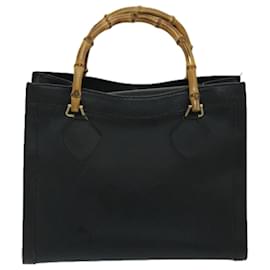 Gucci-GUCCI Bamboo Hand Bag Leather Black 002 123 0260 Auth bs12400-Black
