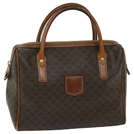 Céline-CELINE Macadam Canvas Hand Bag PVC Brown Auth yk10901-Brown