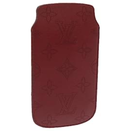 Louis Vuitton-LOUIS VUITTON Monogram Mahina iPhone Case Cuir Rouge LV Auth bs12325-Rouge