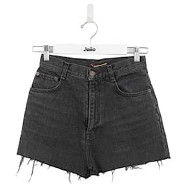 Saint Laurent-Mini shorts de algodón de talle alto-Negro