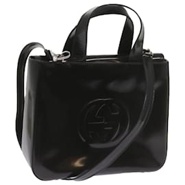 Gucci-GUCCI Hand Bag Leather 2way Black 000 1013 0504 Auth ep3538-Black