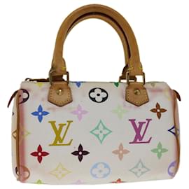 Louis Vuitton-Bolsa de mão LOUIS VUITTON Monograma Multicolor Mini Speedy Branco M92645 auth 66991-Branco