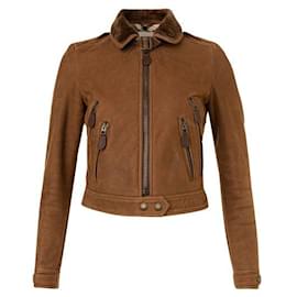 Burberry-Giacca in shearling Burberry-Marrone