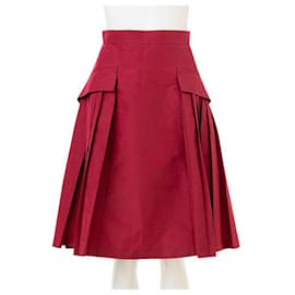 Prada-Prada Red Flared Pocket Skirt-Red