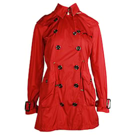 Burberry Brit-Burberry Brit Red Nylon Hooded Parker-Red