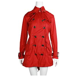 Burberry Brit-Burberry Brit Red Nylon Hooded Parker-Red
