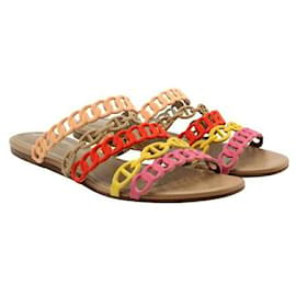Hermès-HERMÈS Multicolour Chain D'Ancre Sandals-Multiple colors