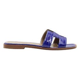Hermès Hermes Oran Sandalen in Alligatorblau Blau