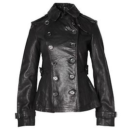 Trench nero Burberry Brit in pelle di agnello Nero