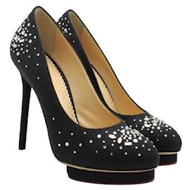 Charlotte Olympia-Zapatos de tacón de aguja negros con pedrería Dotty de Charlotte Olympia-Negro