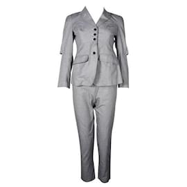 Autre Marque-Conjunto de traje gris de diseñador contemporáneo con manga con detalle de corte-Gris