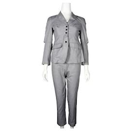 Autre Marque-Contemporary Designer Grey Suit Set With Cut Detail Sleeve-Grey