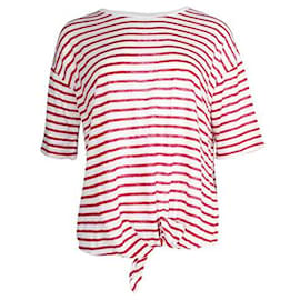 Loro Piana-Loro Piana Red and White Striped Linen Blouse-Red