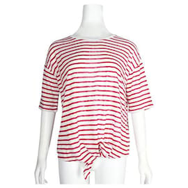 Loro Piana-Loro Piana Red and White Striped Linen Blouse-Red