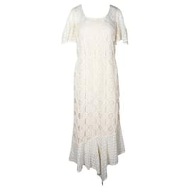 Anna Sui-Vestido largo de encaje color crema de Anna Sui-Crudo