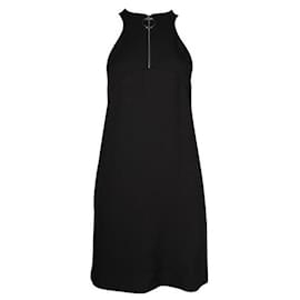 Kenzo-Kenzo Black Midi Dress with Logo Ring Zipper-Black