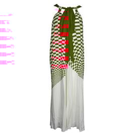 Fendi-Robe plissée rouge et blanche Fendi-Multicolore