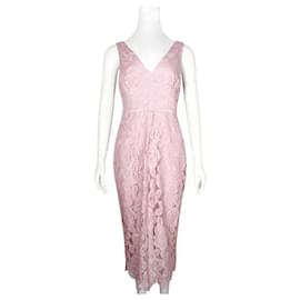 Autre Marque-Vestido columna de encaje rosa claro de diseñador contemporáneo-Otro