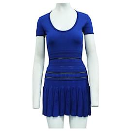 Roberto Cavalli-Roberto Cavalli Electric Blue Abito Knitted Dress-Blue