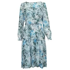 Autre Marque-Vestido de manga comprida com estampa floral azul claro de designer contemporâneo-Outro