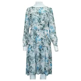 Autre Marque-Vestido de manga larga con estampado floral azul claro de diseñador contemporáneo-Otro