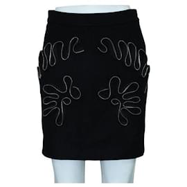 Stella Mc Cartney-Minifalda negra con cremallera de lana de Stella Mccartney-Negro