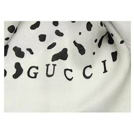 Gucci-Scialle con stampa leopardo bianco e nero Gucci-Altro