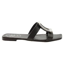 Sandali piatti in pelle nera Roger Vivier Bikiviv Nero