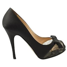 Valentino-Zapatos de tacón con punta abierta en negro de Valentino-Negro