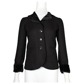 Autre Marque-Emporio Armani Black Jacket with Velvet Collar & Cuffs-Black