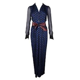 Diane Von Furstenberg-DVF – Cathy-Overall mit Punkten und Streifen in Elektrisch Blau-Blau