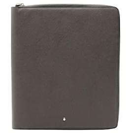 Montblanc-Montblanc Taupe Zip Around Notepad Holder Zip in Saffiano Leather-Taupe