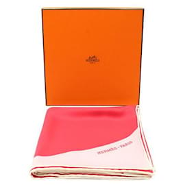 Hermès-Hermes rojo y rosa claro 70cm bufanda de seda-Roja