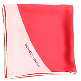Hermès-Hermès Rouge & Rose Clair 70Foulard en soie cm-Rouge