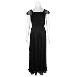 Autre Marque-Contemporary Designer The Kooples Long Lace Dress-Black
