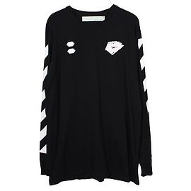 Off White T-shirt nera a maniche lunghe con carte da gioco Off-White Nero