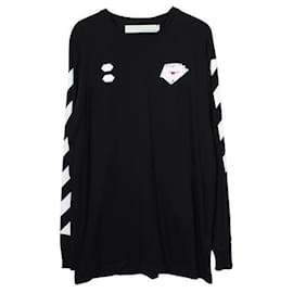 Off White-Off-White Black Long Sleeve Playing Card T-Shirt-Black