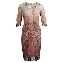 Etro-Drapiertes Kleid mit braunem Print von Etro-Braun