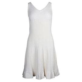 Alaïa-Alaia Textured Cream A-Line Dress-Cream