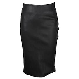 Diane Von Furstenberg-Diane Von Furstenberg Black Leather Pencil Skirt-Black