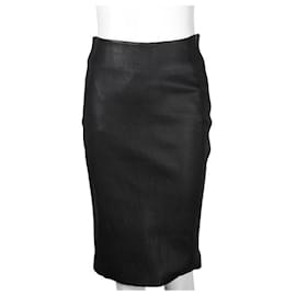 Diane Von Furstenberg-Diane Von Furstenberg Black Leather Pencil Skirt-Black