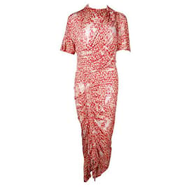 Preen By Thornton Bregazzi-Preen By Thornton Bregazzi Asymmetric Ruched Floral Print Dress-Red