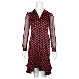 Diane Von Furstenberg-Vestido envolvente de chiffon de seda com bolinhas DVF 'Catherine Two'-Preto