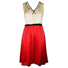 Marc Jacobs-Marc Jacobs Beige And Red Silk Dress-Multiple colors