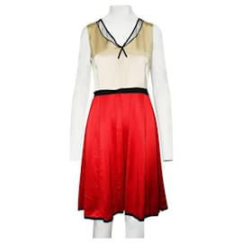 Marc Jacobs-Marc Jacobs Beige And Red Silk Dress-Multiple colors