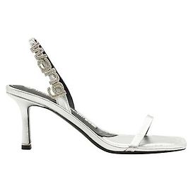 Alexander Wang Wide Fit Metallic Silver Slingback Heels Silvery
