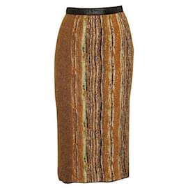 Missoni-Missoni - Jupe mi-longue marron métallisé avec ceinture en cuir-Métallisé