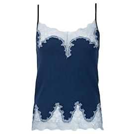 Autre Marque-Contemporary Designer Blue Lace Camisole-Blue